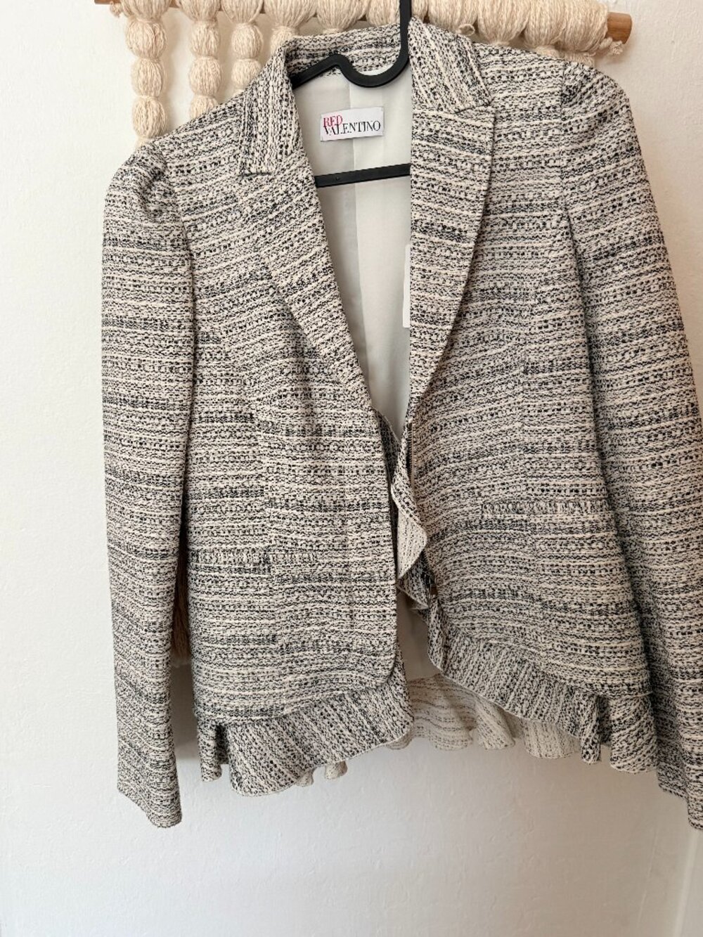 NWT RED Valentino Tweed Ruffle Hem Blazer Jacket- 38